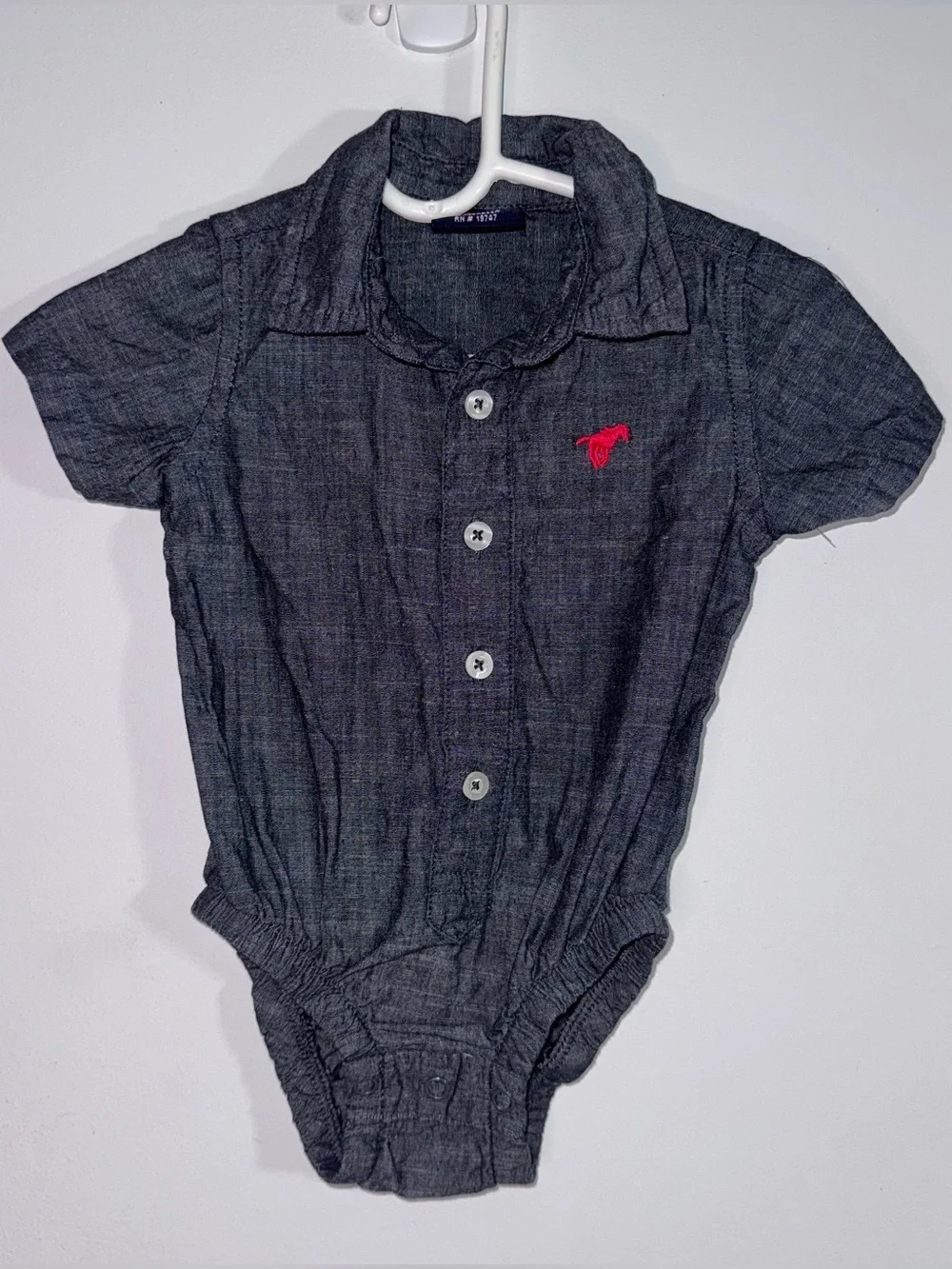 Wrangler Baby Boys 3-6M Chambray Button Front Bodysuit Shirt